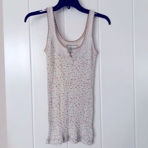 Free People Floral Ribbed Tank SZ S